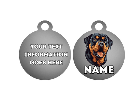 ROTTWEILER  Dog Personalised Your Own Photo Round Dog Bone, Military Tag