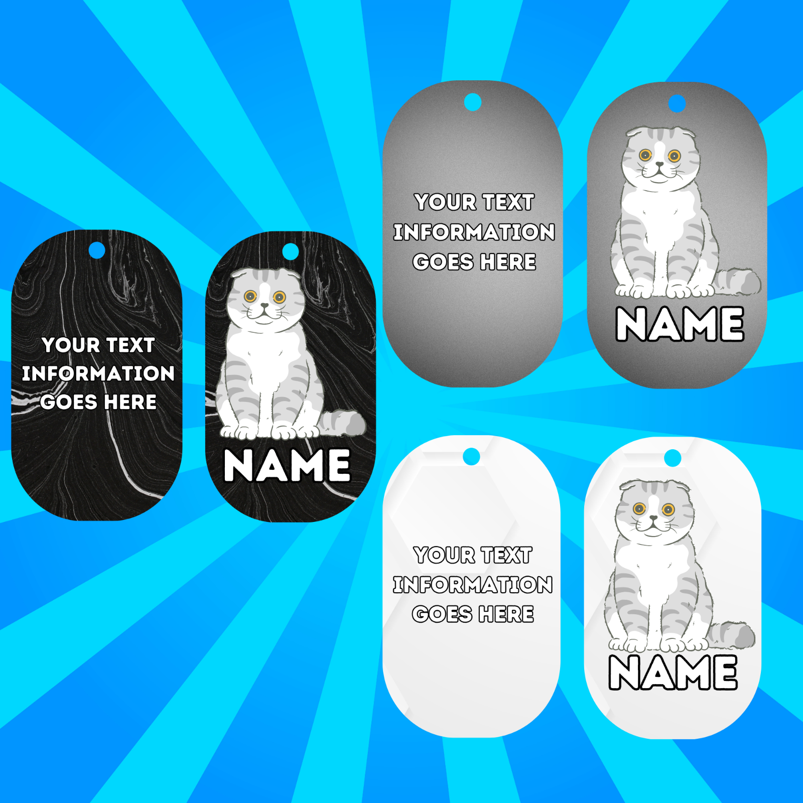 SCOTTISH FOLD  Cat Tag Pet Personalised Your Own Photo Military Style Tag