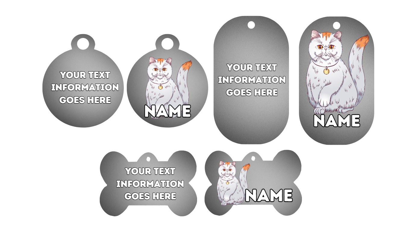 EXOTIC SHORTHAIR Cat Pet Personalised Own Photo Round, Dog Bone, Military Tag