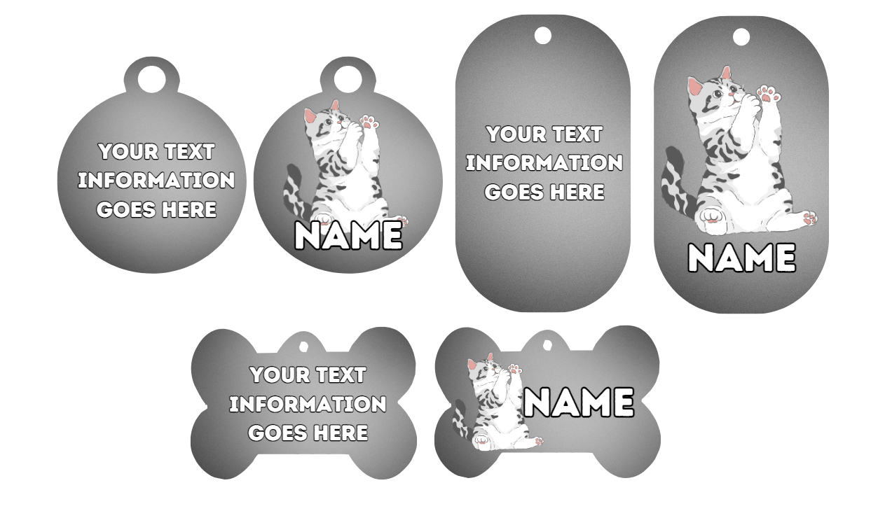 AMERICAN SHORTHAIR Cat Pet Personalised Own Photo Round, Dog Bone, Military Tag