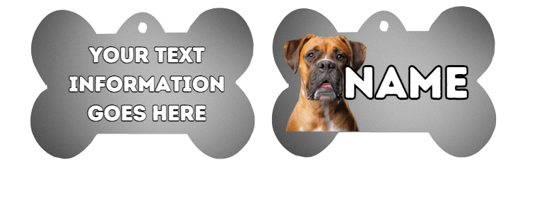 BOXER Dog Pet Personalise Own Photo Round, Bone, Military Tag