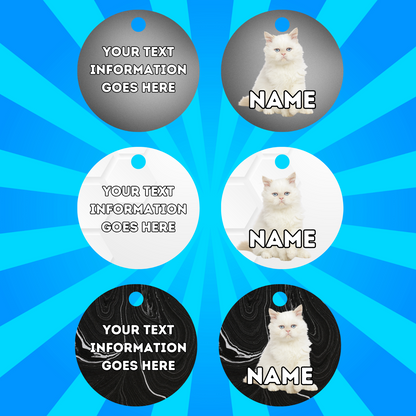 PERSIAN  Cat Tag Pet Personalised Your Own Photo Round