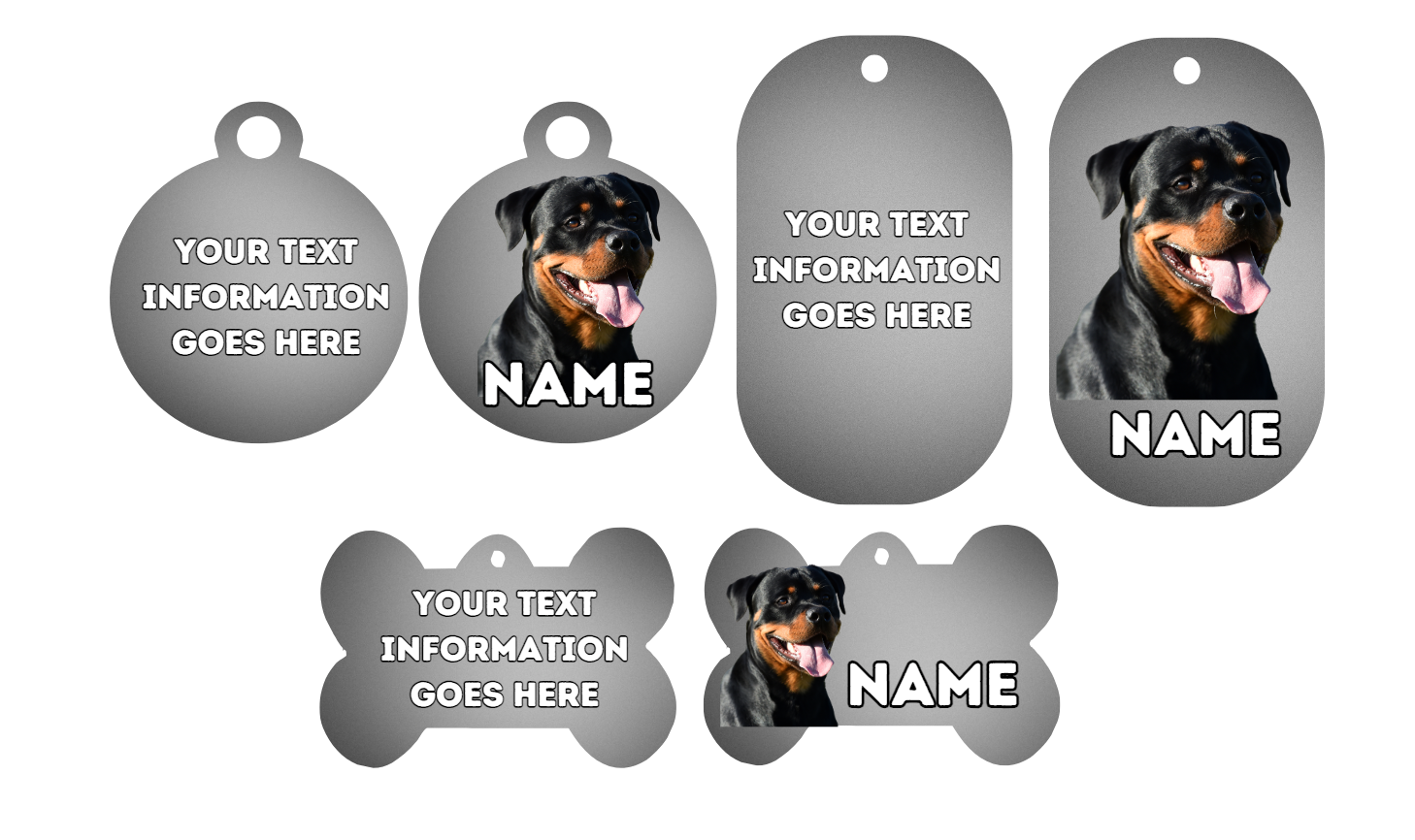 ROTTWEILER  Dog Personalised Your Own Photo Round Dog Bone, Military Tag