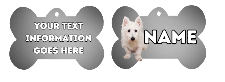 WESTIE  Dog Personalised Your Own Photo Round Dog Bone, Military Tag