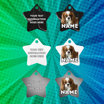 KING CHARLES CAVALIER Dog Pet Personalised Your Own Photo STAR Shape Tag