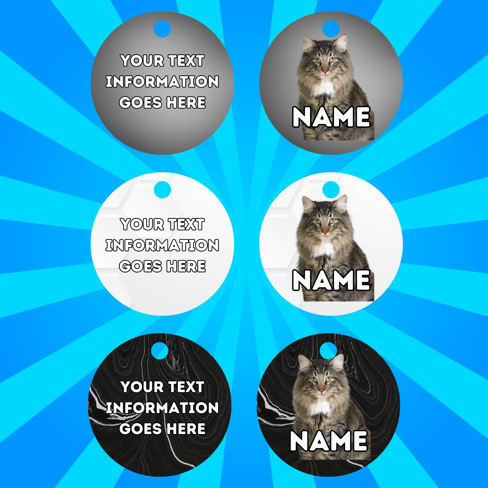 NORWEGEN FORREST Cat Tag Pet Personalised Your Own Photo Round