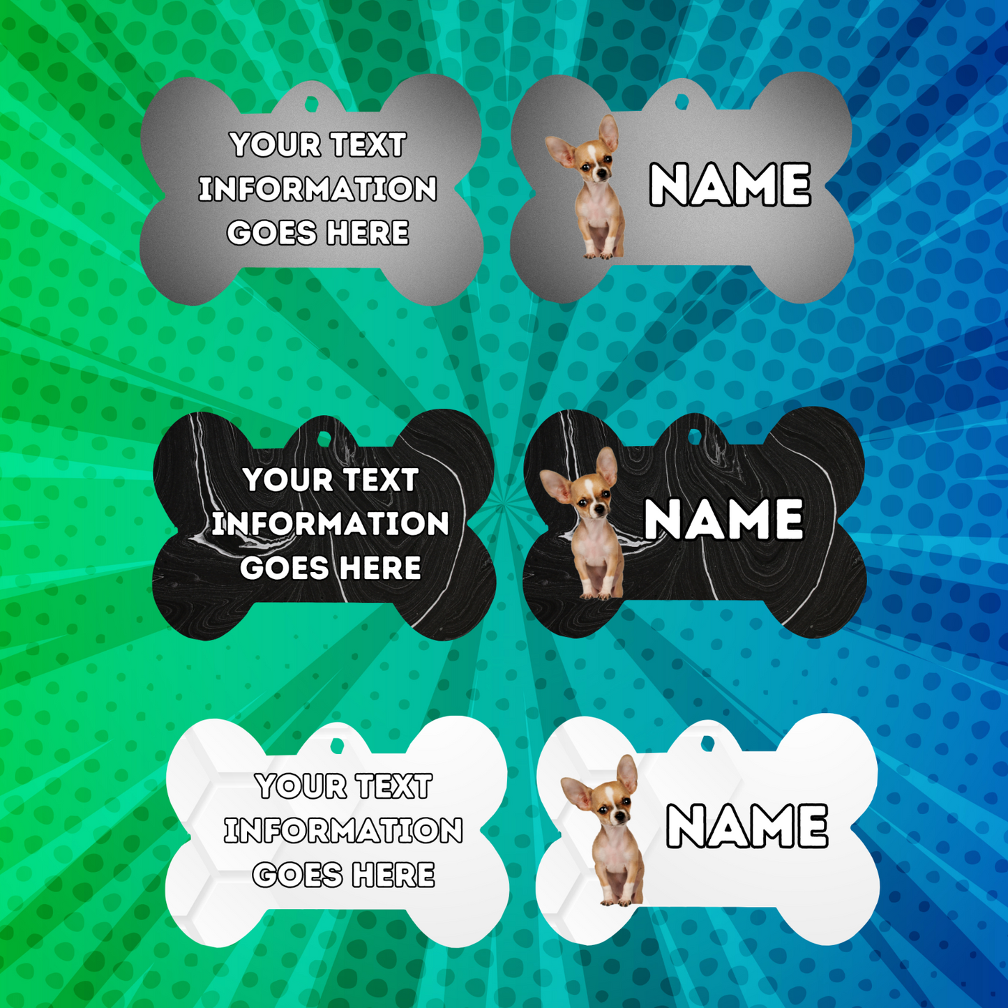 CHIHUAHUA Dog Pet Personalised Your Own Photo bone style tag