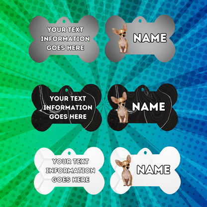 CHIHUAHUA Dog Pet Personalised Your Own Photo bone style tag