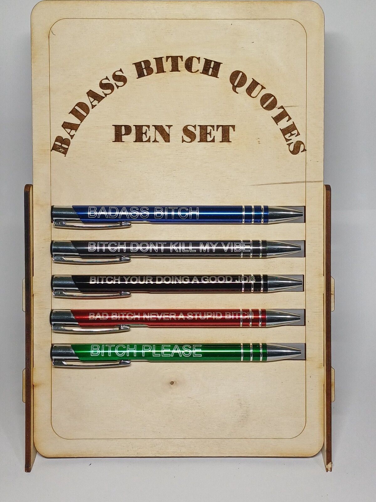 BADASS BIT*H funny quotes pen set, gift set, funny, Christmas, office, business