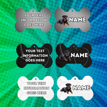 ROTTWEILER Cat Tag Pet Personalised Your Own Photo bone style tag