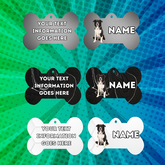 BORDER COLLIE TAG Dog Pet Personalised Your Own Photo bone style tag