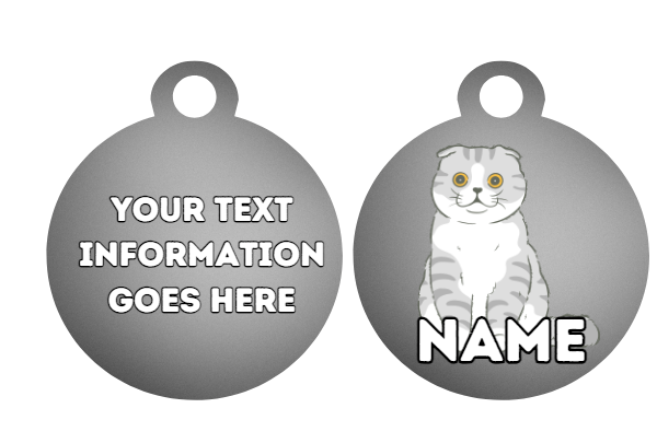 SCOTTISH FOLD  Cat Pet Personalised Own Photo Round, Dog Bone, Military Tag