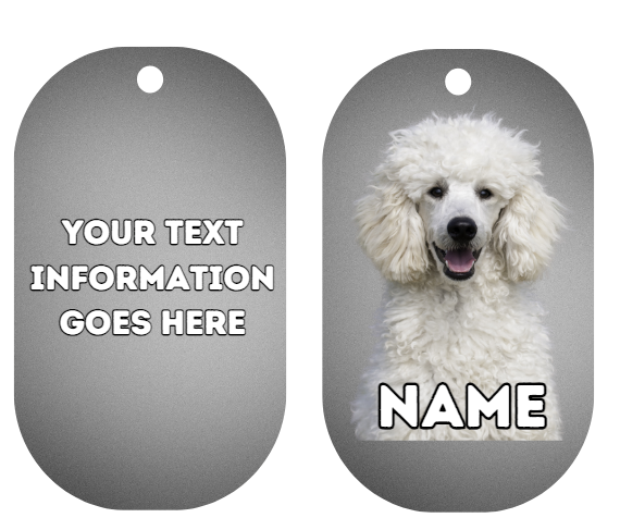 POODLE Dog Personalised Your Own Photo Round Dog Bone, Military Tag