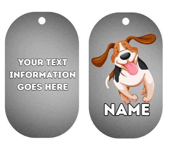 BASSET HOUND TAG Dog Pet Personalise Own Photo Round, Bone, Military Tag