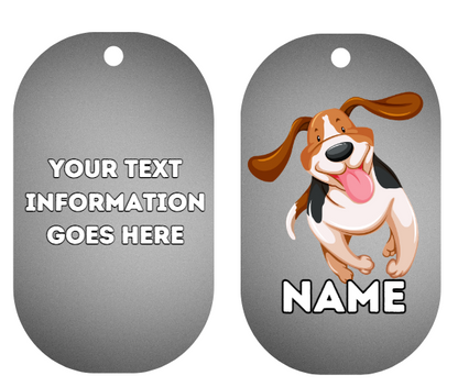 BASSET HOUND TAG Dog Pet Personalise Own Photo Round, Bone, Military Tag