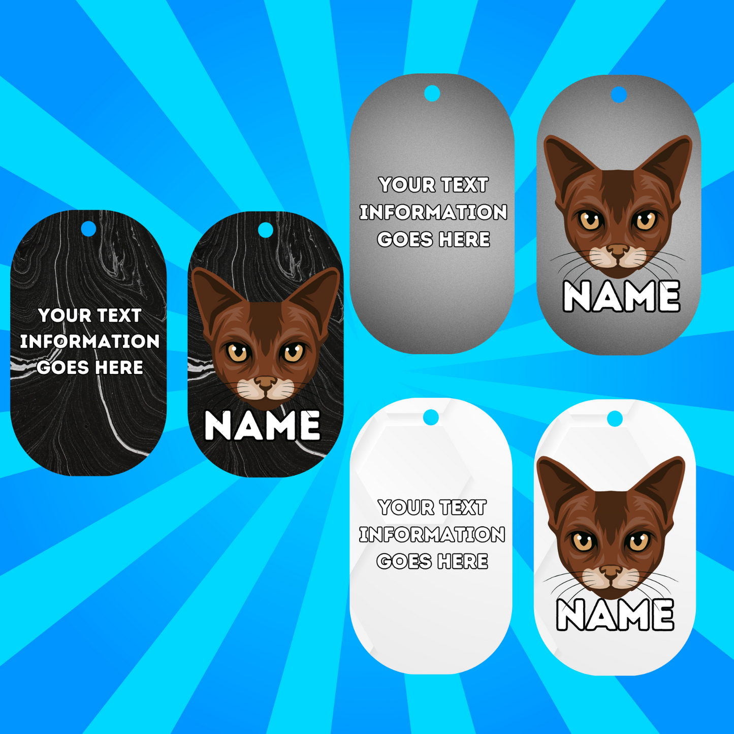 ABYSSINIAN Cat Tag Pet Personalised Your Own Photo Military Style Tag