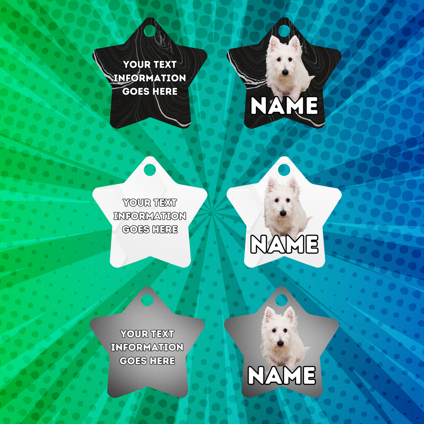 WESTIE  Dog Personalised Your Own Photo Round Dog Bone, Military Tag