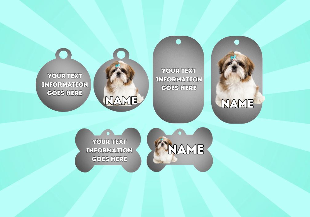 SHIH TZU  Dog Personalised Your Own Photo Round Dog Bone, Military Tag