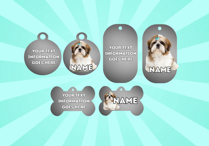 SHIH TZU  Dog Personalised Your Own Photo Round Dog Bone, Military Tag