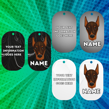 DOLBERMAN Dog Pet Personalised Your Own Photo Military Style Tag