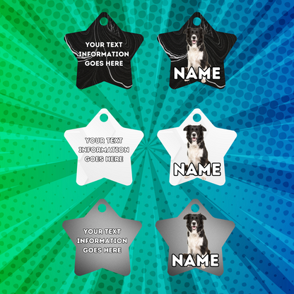 BORDER COLLIE TAG Dog Pet Personalised Your Own Photo STAR Shape Tag