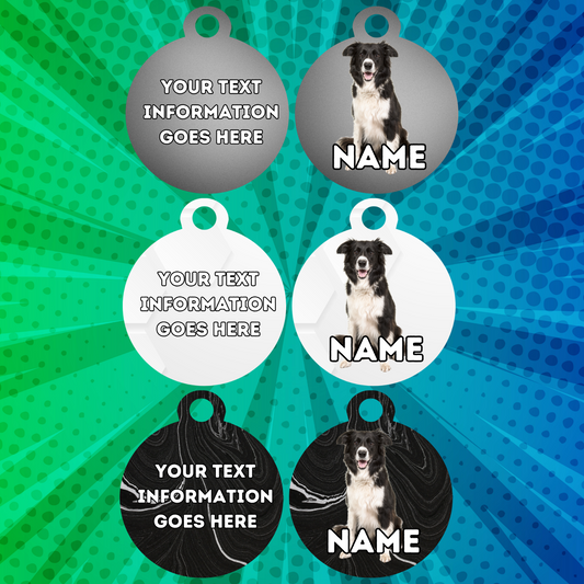 BORDER COLLIE TAG Dog Pet Personalised Your Own Photo Rounded