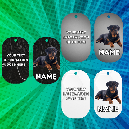 ROTTWEILER  Dog Personalised Your Own Photo Round Dog Bone, Military Tag