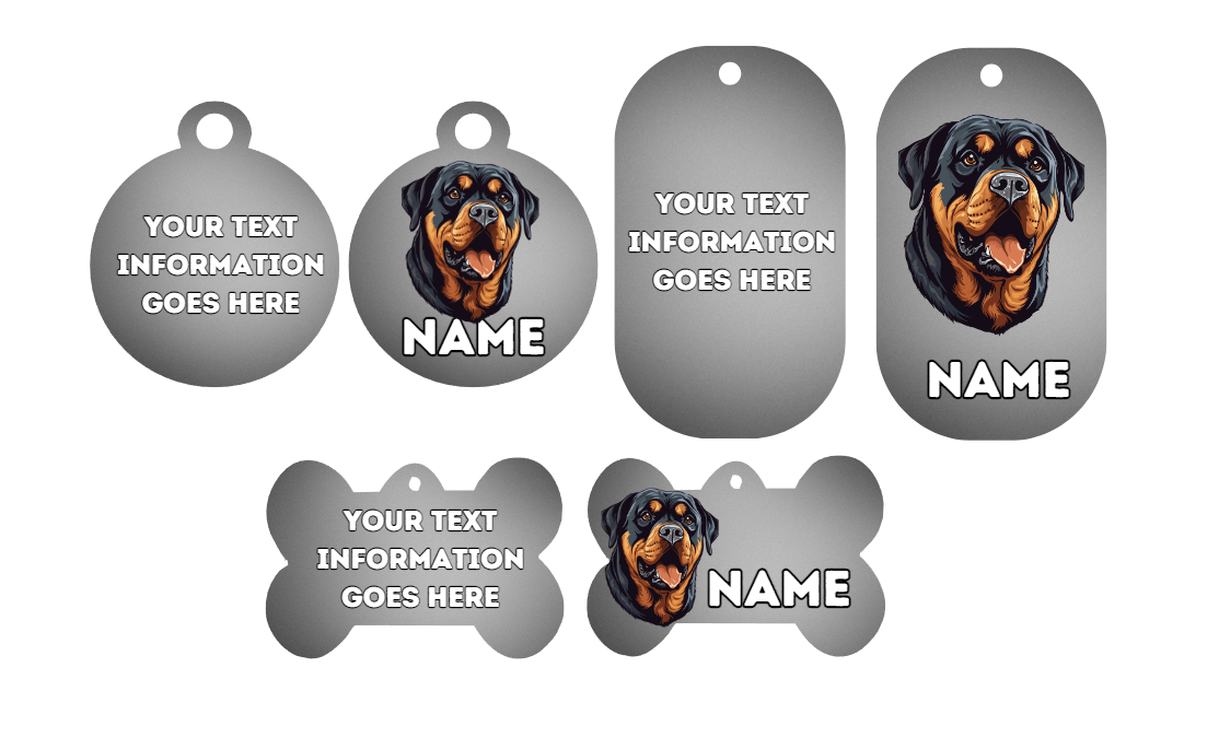 ROTTWEILER  Dog Personalised Your Own Photo Round Dog Bone, Military Tag