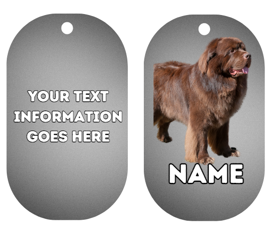 NEWFOUNDLAND Dog Personalised Your Own Photo Round Dog Bone, Military Tag