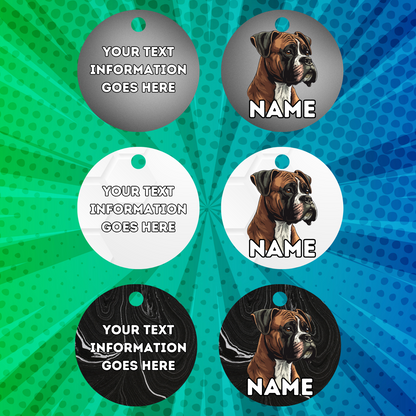 BOXER TAG Dog Pet Personalised Your Own Photo Round