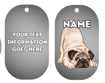 PUG Dog Personalised Your Own Photo Round Dog Bone, Military Tag