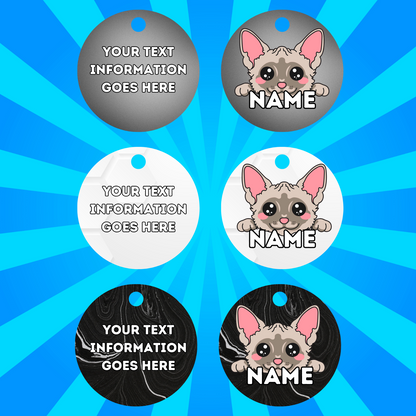 DEVON REX Cat Pet Personalised Own Photo Round, Dog Bone, Military Tag