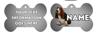 BASSET HOUND TAG Dog Pet Personalise Own Photo Round, Bone, Military Tag