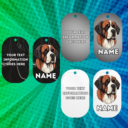 ST. BERNARD Cat Tag Pet Personalised Your Own Photo Military Style Tag