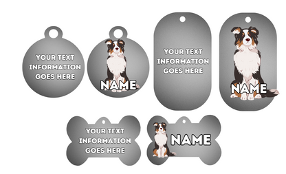 AUSTRILIAN SHEPPARD TAG Dog Pet Personalise Own Photo Round, Bone, Military Tag