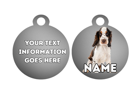 COCKER SPANIEL Dog Pet Personalise Own Photo Round, Bone, Military Tag