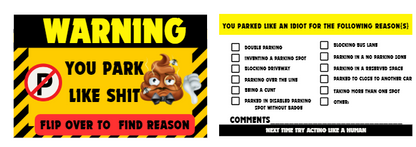 Bad Parking Cards Fake Parking Ticket Funny You