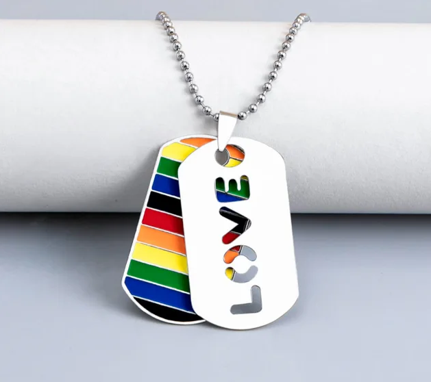 Pride Necklace LGBTQ+ Stainless steel gay lesbian love rainbow