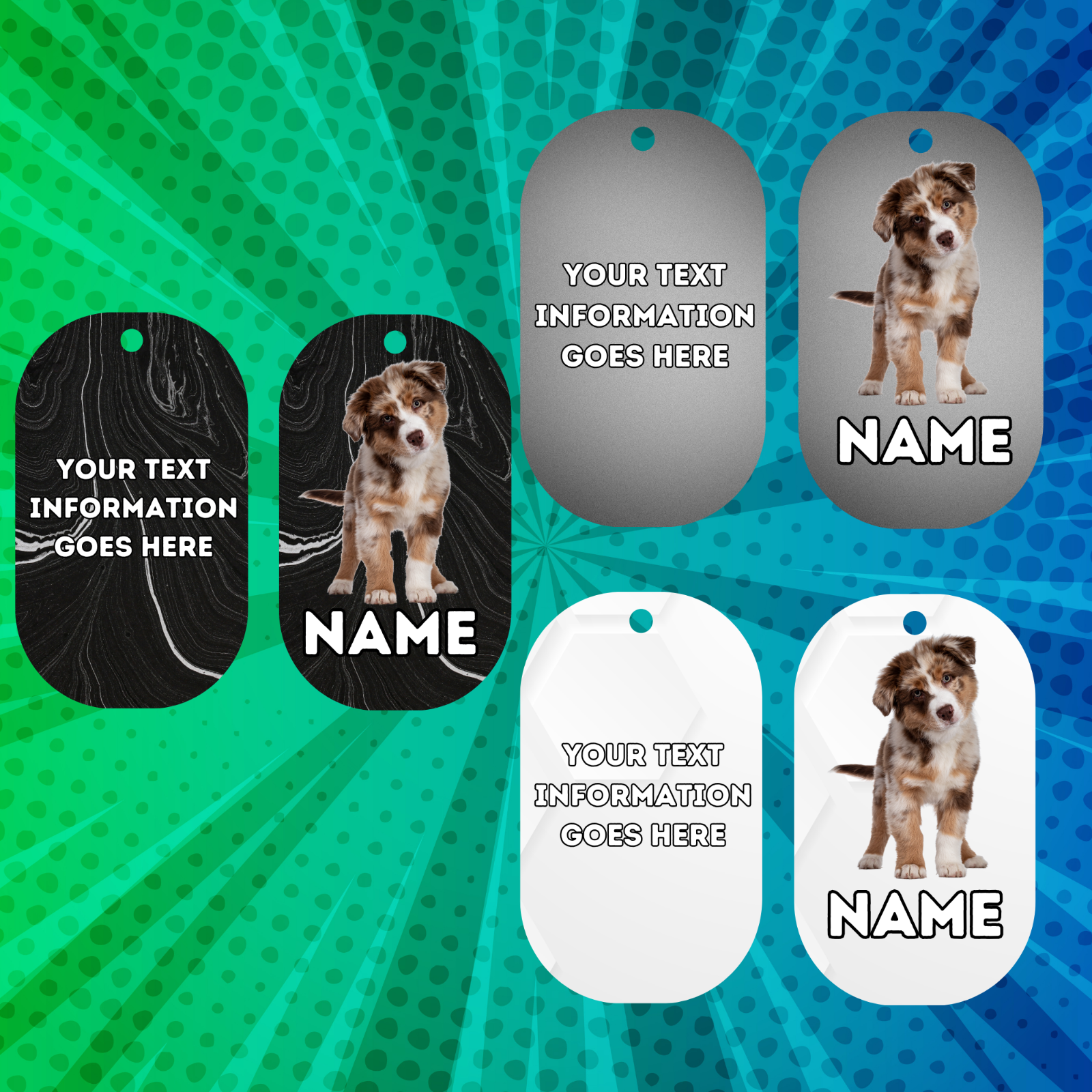 AUSTRILIAN SHEPPARD TAG Dog Pet Personalised Your Own Photo Military Style Tag