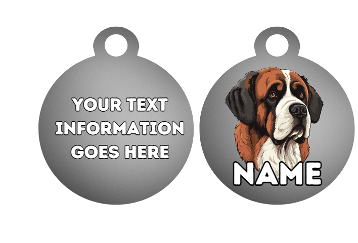 ST. BERNARD  Dog Personalised Your Own Photo Round Dog Bone, Military Tag