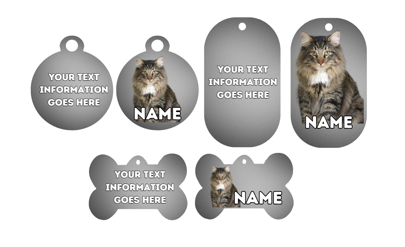 NORWEGEN FORREST Cat Pet Personalised Own Photo Round, Dog Bone, Military Tag