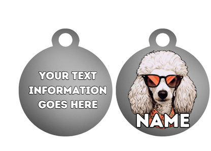 POODLE Dog Personalised Your Own Photo Round Dog Bone, Military Tag