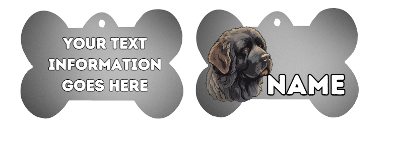 NEWFOUNDLAND Dog Personalised Your Own Photo Round Dog Bone, Military Tag