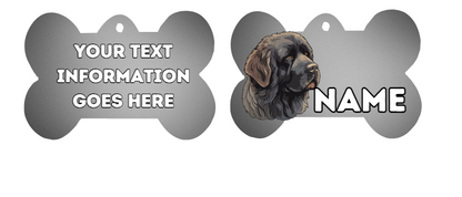 NEWFOUNDLAND Dog Personalised Your Own Photo Round Dog Bone, Military Tag