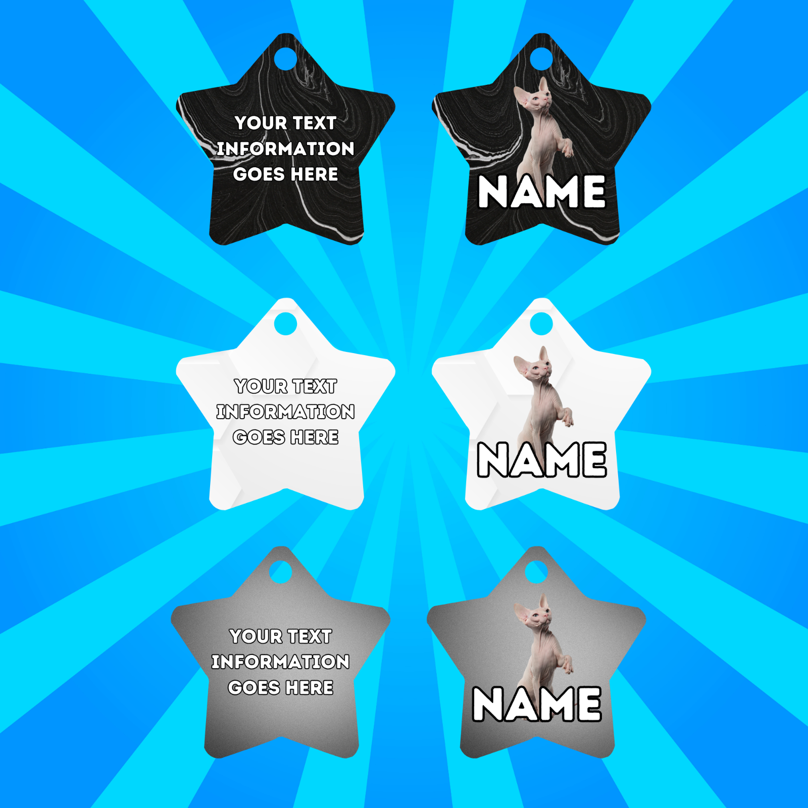 SPYHNX Cat Tag Pet Personalised Your Own Photo STAR Shape Tag