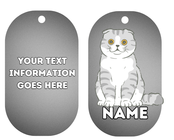 SCOTTISH FOLD  Cat Pet Personalised Own Photo Round, Dog Bone, Military Tag