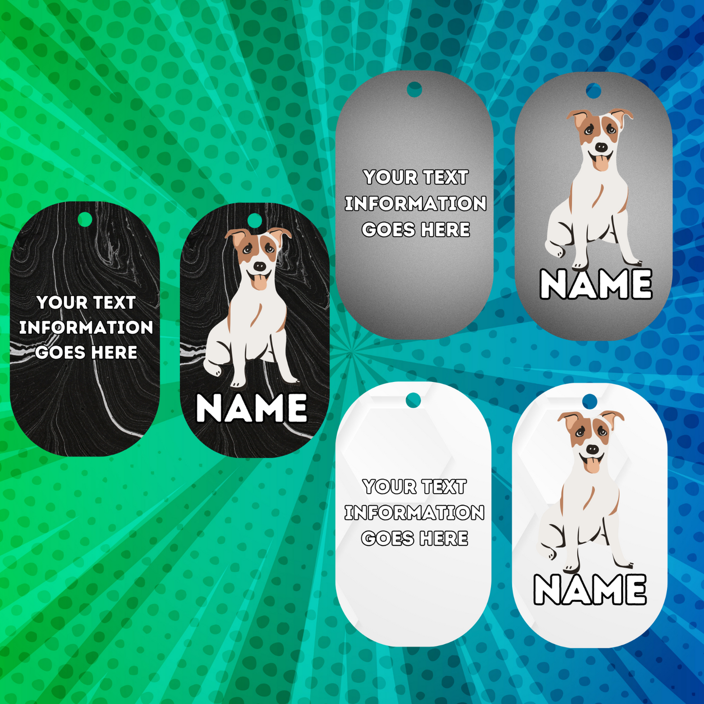 JACK RUSSELL Dog Pet Personalised Your Own Photo Military Style Tag