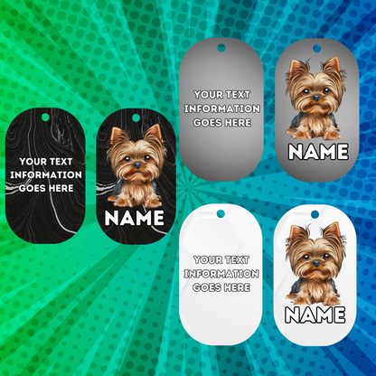 YORKSHIRE TERRIER Cat Tag Pet Personalised Your Own Photo Military Style Tag