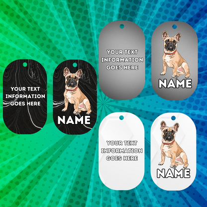 FRENCH BULLDOG Dog Pet Personalised Your Own Photo Military Style Tag