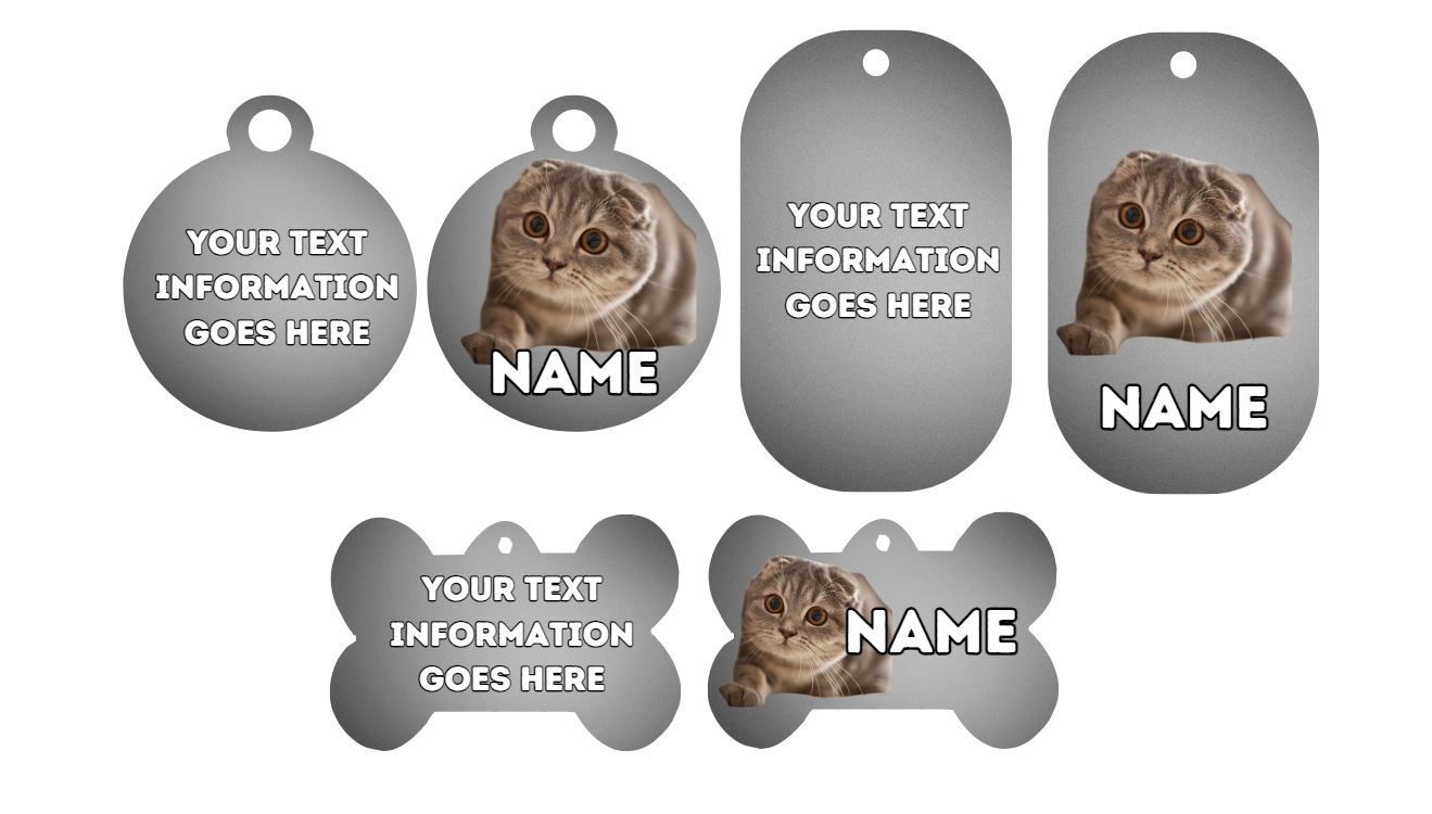 SCOTTISH FOLD  Cat Pet Personalised Own Photo Round, Dog Bone, Military Tag